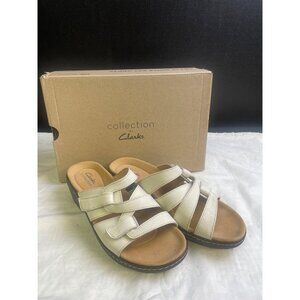 Clarks Collection Women's White Leather Sandals/Shoes Size 8.5 SKU 3099